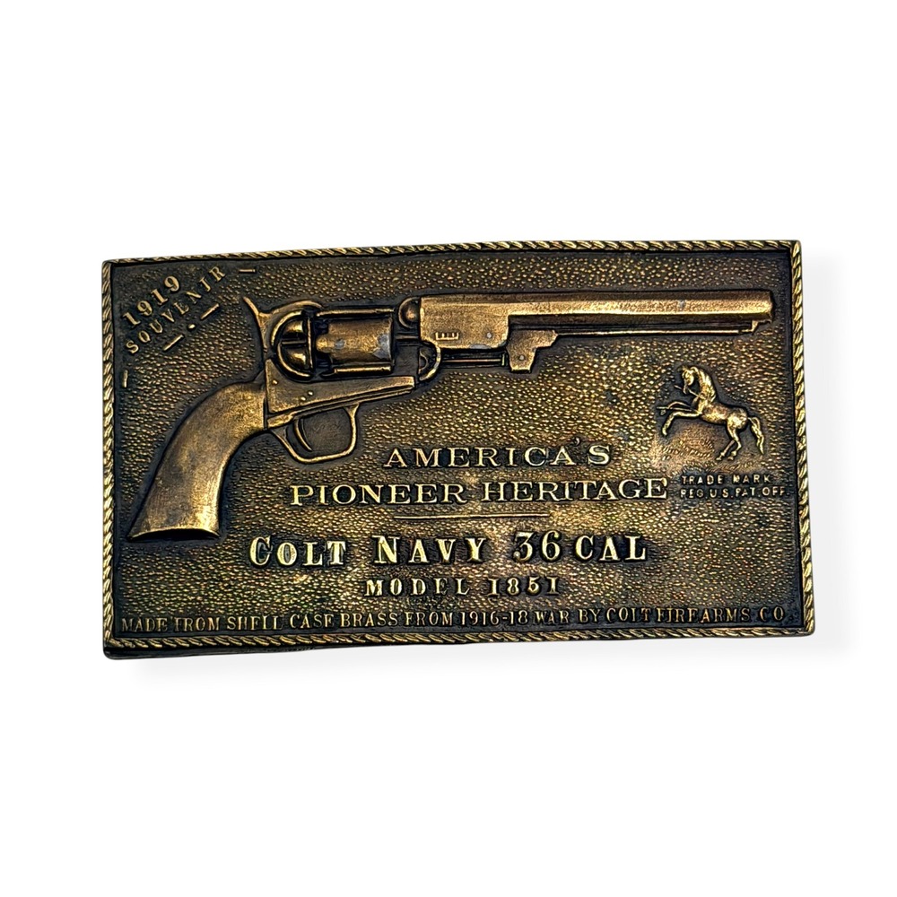 VTG Colt Firearms Belt Buckle Mens Brass 36 Cal Model Fantasy Tiffany Western